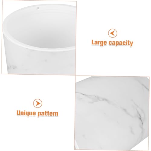 Poubelle de bureau marbrée blanche et corbeille compacte anti-glisse - 3