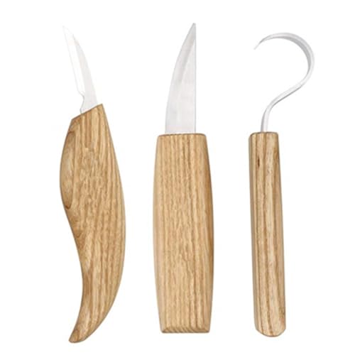 STOBOK Whittling Tools Set Tools Wood Craft Smooth Wooden Handle Stainless Steel Blade