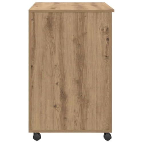 Bureau gain de place pour petit espace table roulettes chêne tiroir - 8