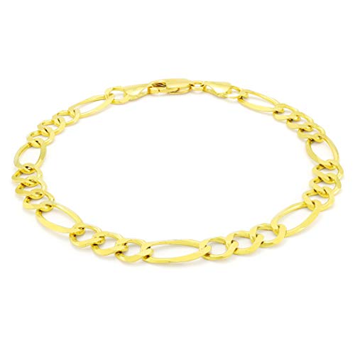 Nuragold 10k Yellow Gold 7mm Figaro Chain Link Bracelet, Mens Womens Jewelry Lobster Clasp 7" 7.5" 8" 8.5" 9" - Image 5