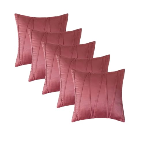 Image of Amazon Brand - Umi Decorative Striped Throw Pillow Covers 20 X 20 Inch,Soft Solid Velvet Pillow Covers Cushion Case with Zigzag Pattern for Sofa Bedroom 50 X 50 Cm (Pack of 5) Blush