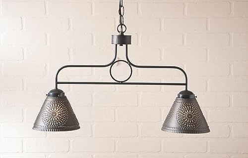 Irvins-Tinware-880CKB-Medium-Franklin-Island-Light-with-Chisel-in-Kettle-Black-Primitive-Country-Kitchen-Tin-Island-Lighting Irvins Tinware 880CKB Medium Franklin Island Light with Chisel in Kettle Black Primitive Country Kitchen Tin Island Lighting