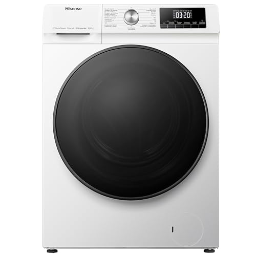 Hisense WDQA9014EVJMW - Lavadora Secadora 2 en 1 con Vapor, Conctividad Wifi, Carga Frontal 9 Kg Lavado, 6 Kg de Secado, 1400 rpm, Motor Eficiente Inverter, Sistema Antibalanceo, Puerta XL