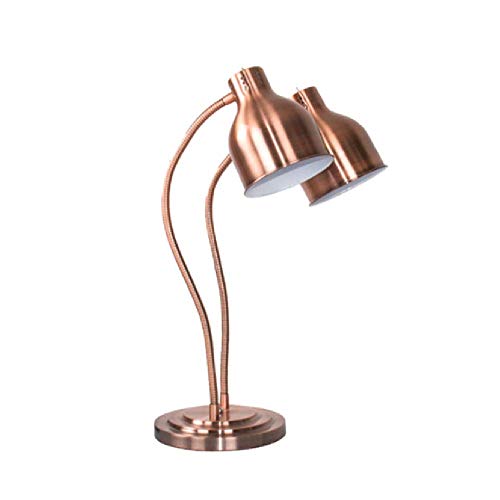 seveni Lampada di Calore Scaldavivande Tubo a Doppia Testa Ristorante in Acciaio Inossidabile Scaldino a Buffet per Cucina, Altezza 72 cm Portatile Regolabile 110/220 V, Rame