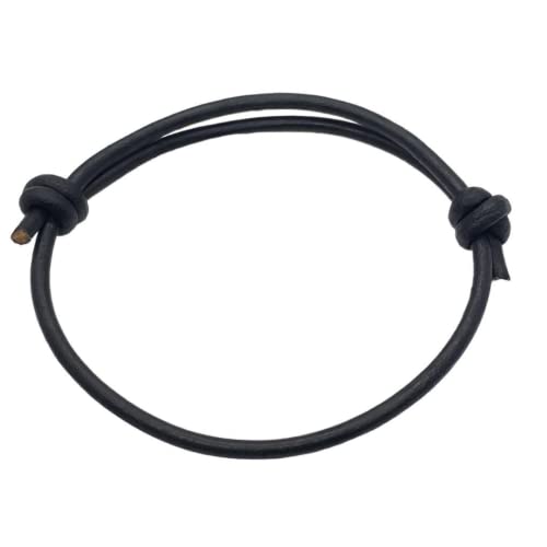3 Mm Men Genuine Leather Bracelet - Handmade Adjustable Cuff, Mens Minimalism Leather Wrap Wristband, Simple Accessories, Premium Leather, Women Gift To Boyfriend, Pulsera Hombre (Black) #TOP15