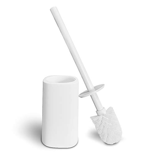 MeihuaTu Escobilla de Baño, Escobillero de WC, Escobillas y portaescobillas de Inodoro,Cepillo de WC Prácticos Escobilla WC con Soporte Incluido-Blanco