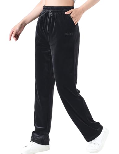 Zoulee Women's Velour Sweatpants High Waist Straight Pants Drawstring Active Pants with Pockets3