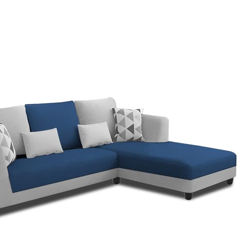 Image of Galib RHS 4 Seater L Shape Sofa Set for Living Room (Blue Grey Fabric) Premium Fabric Sofa