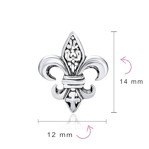 Unisex Ancient Symbol Lily Flower Fleur De Lis Stud Earrings For Women Men Teens Lightweight CZ Accent .925 Sterling Silver4