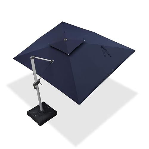 PURPLE LEAF 9 X 12 Patio Umbrella Outdoor Rectangle Umbrella Large Cantilever Umbrella Windproof Offset Heavy Duty Sun for Garden Deck Pool Patio Navy Blue