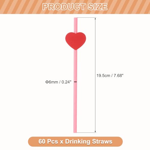 60 pitillos de papel con diseño de corazones rojos para fiesta miniatura 2