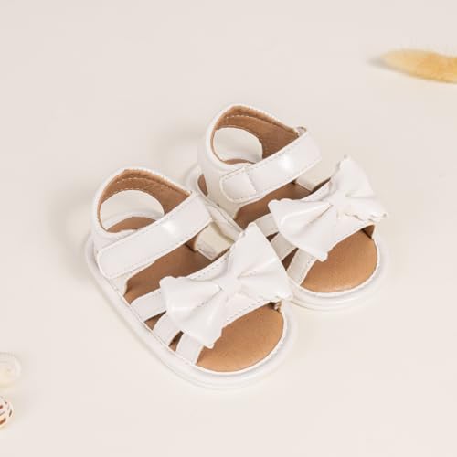 Image of Babelvit Infant Baby Girl Boy Sandals Comfort Premium Summer Outdoor Casual Beach Shoes with Flower Bowknot Anti Slip Rubber Sole Newborn Toddler Prewalker First Walking Shoes