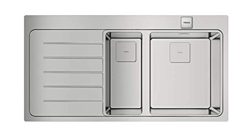 Teka 115130002 Kitchen Sink Made of Stainless Steel with Single and a Half Bowl Zenit RS15 1½B 1D L 2Ø AUTO WST-left-115130002, Grey