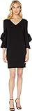 CeCe Moss Crepe Shift Dress w/Bow Detail Rich Black 6
