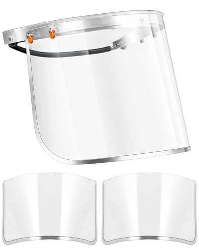 Tellegloww 1 Aluminum Face Shield Adapter with 3 Pcs Safety Faceshield Replacement Visors for Cap-style Hard Hat Clear Safety Face Shield for Grinding and Cutting