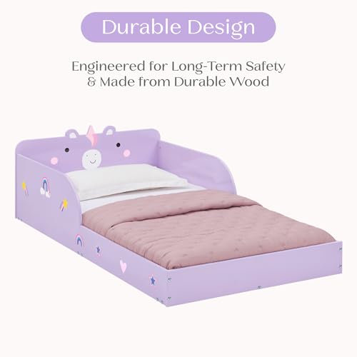 Delta Children Unicorn Wood Floor Toddler Bed with Reusable Stickers, Purple by Delta Children - Image 6