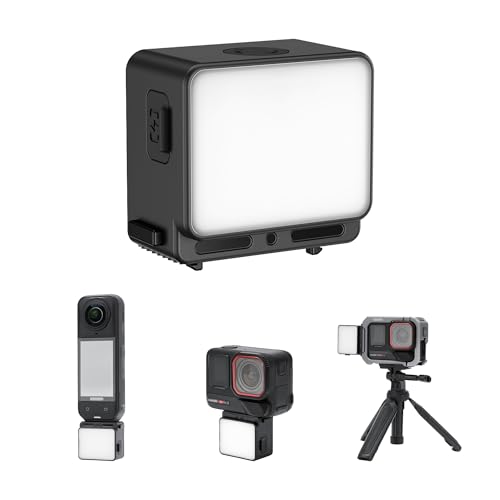 JJC �~�jLED�r�f�I���C�g Insta360 X4 Air X5 Ace Pro 2 ACE �ɑΉ� �}�O�l�b�g �J�������C�g ���^ �B�e�p���C�gIPX5�h�� 3�i�K���邳���� 6500K�F���x 500mAh Type-C�[�d�� �~�j���C�g �y�� �⏕