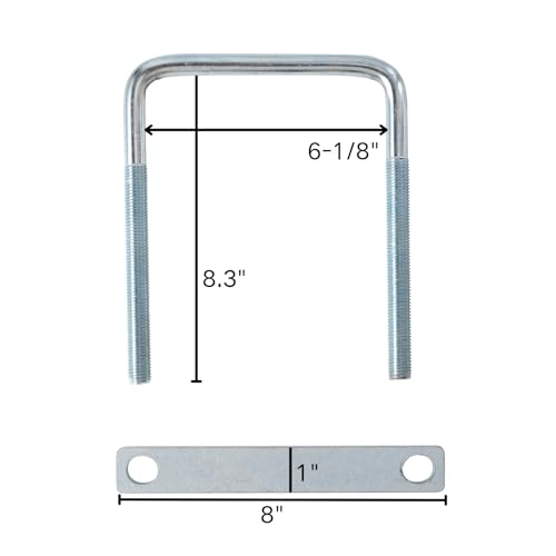 Image of 4 Pack Square U-Bolt for Trailer- Fits 6 Inch Wide Leaf Springs, Galvanized Steel Clamp Set, Secure Fit for Truck, Boat and Trailers