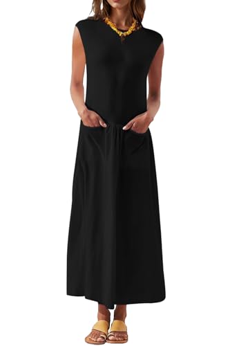 Naggoo Womens Sleeveless Maxi Dress Summer Casual Crewneck Tank L...