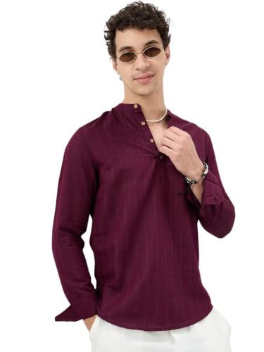 Image of VASTRADO Wine Ladder Striped Evening Kurta MK8605A