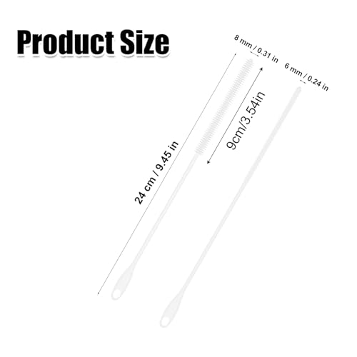 Image of 4pcs Silicone Straw Brushes, 6mm+8mm Long Straw Cleaner Reusable Hanging Bottle Straw Washing Tool Bendable Crevice Cleaning Brush Slim Pipe Brush for Glass Metal Straw (White)