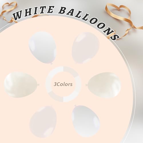 Image of 160Pcs 12 Inch White Pearl White Clear Latex Balloons Kit, Bride Balloons Arch for Bridal Shower Wedding Engagement Bachelorette Birthday Party Decorations