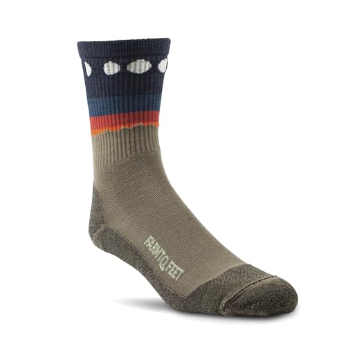 Farm to Feet Unisex Flagstaff Light Cushion Trail Lightweight 3/4 Crew Socks, Driftwood, Large