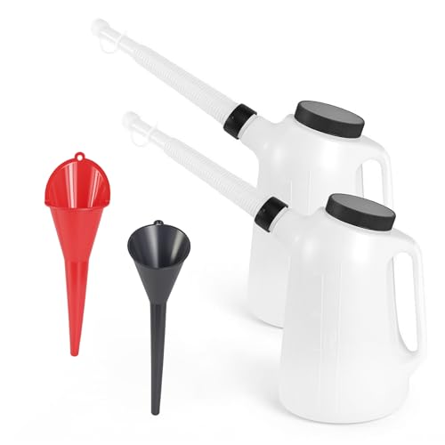 2Pack 5L Oil Measuring Container Oil Jug Motor Oil Dispenser with Oil Separators Retractable Spouts Oil Measuring Container Automotive Home Garage Professional Auto Repair DIY Car Oil Change
