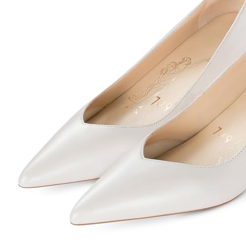 7or9 Kitten Heels for Women Comfortable Leather High Heels Pointed Toe Women's Pumps Black Heels 2"2