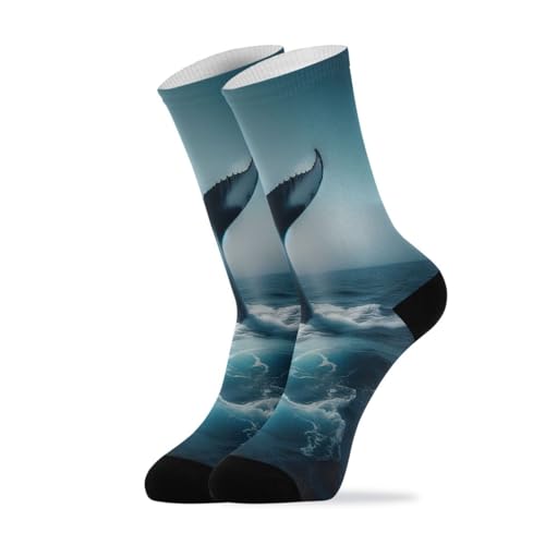 Crew Socks Comfort All-season Socks Rainbow Whale Tail for Man Woman