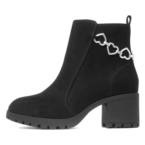 Lilley Girls Black Heeled Zip Up Heart Boot - Size 2 UK - Black