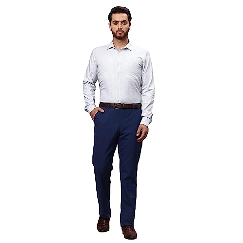 Image of Park Avenue Men's Pure Cotton Stripe Pattern Slim Fit Semi Cutaway Collar Full Sleeve Formal Shirt