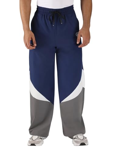 Image of CHKOKKO Men's Nylon Track Pants with Colorblock Design | Lightweight Breathable Sports Pant | Relaxed Fit Activewear for Workout, Training & Everyday Comfort