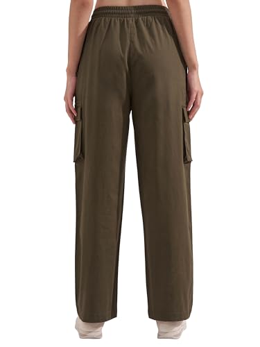 Image of Tokyo Talkies Pure Cotton Straight Wide Leg Cargo Pants |Relaxed Fit Utility Trousers