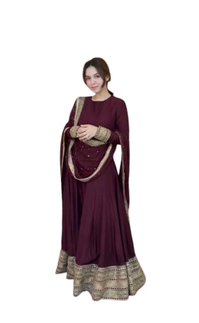 Women’s Heavy Pure Cinon Silk Embroidered Gown Pant Dupatta Set | Full Sleeve 5mm Sequin Work with Latkan Dori | Fully Stitched Ready to Wear Festive(M–XXL)-picture-15