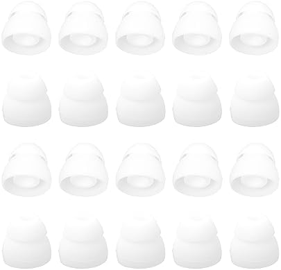 uxcell 20pcs Replacement Soft Silicone Earbuds Tips, Flexible 13 x 13mm Earpads with 5mm Inner Hole for in-Ear Earphone, Ear Cover Cushion for Wireless Bluetooth Eartips Headphone, White