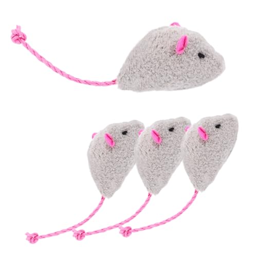 LEDMOMO 4個 猫ぬいぐるみマウスのおもちゃ ぬいぐるみ ネズミ犬のおもちゃ 子猫の運動おもちゃ 猫ネズミのぬいぐるみ 犬のぬいぐるみ ぬいぐるみのネズミの飾り ネズミを捕まえる猫