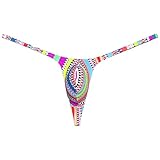 Botmois Fashion Men's G-Strings Bikini T-Back Underwear Male Contour Pouch Micro Swim Thong Red Sawtooth XL