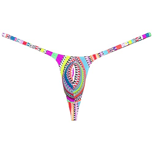 Botmois Fashion Men's G-Strings Bikini T-Back Underwear Male Contour Pouch Micro Swim Thong Red Sawtooth XL