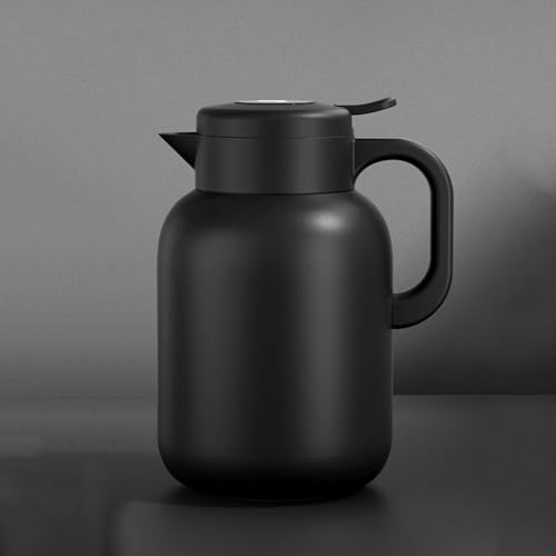 Double Walled Thermal Teapot with Press Button Top Stainless Steel Insulated Coffee Pot for Hot Liquids 2L Thermos Carafe