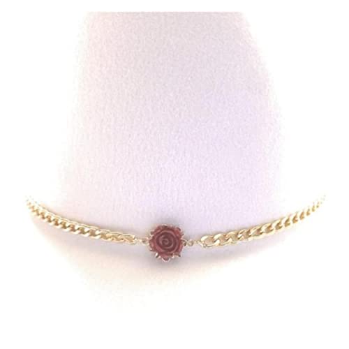 Chain Hat Band Red Rose Concho Charm Jewelry Accessory 18k Gold Plated Stainless Steel Chain Micro Suede Cord Adjustable One Size Gift Boxed For Brim Hats