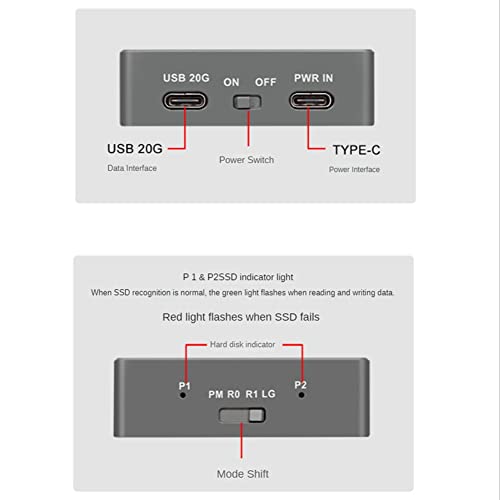 Puooifrty M.2 NVME SSD-fodral, USB3.2, 20 Gbit/s för 2230-2280