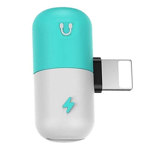 mxdmai 2 in 1 Kopfhörerbuchse Adapter auf AUX Audio Kopfhörerbuchse Adapter Ladebuchse Kapsel Kopfhörer Adapter Splitter kompatibel mit iPhone X/8/8 Plus/7/7 Plus Weiß Blau