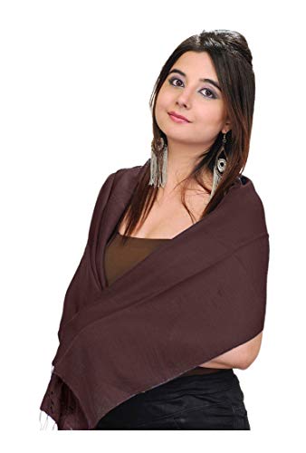 Plain Reversible Water-Pashmina Scarf from Nepal - Pure Silk-Wool