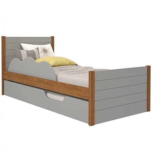 Bicama Solteiro com Proteção Elza Cimol Grafite/savana