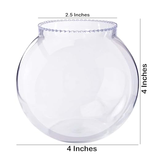 Image of AAMU Moon Mini Flower Vase, Candy Jar, Glass Planter for Money Plant & Bamboo Plant, Small Size Fish Bowl for Bars, Cafes, Modular Kitchen, Home, Table & Office Decoration - Pack of 3 Piece, 4 Inches