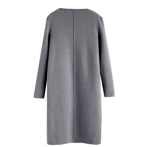 Women's Casual Long Sleeve Draped Open Front Knit Pockets Long Cardigan2