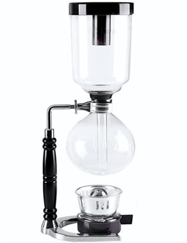 Generic 5-Cup Siphon Coffee Maker, BS Glass Syphon Coffee Pot, Vacuum Coffee Maker, Retro Vintage Siphon Coffee Brewer 600ml Capacity with Stainless Steel Bracket Base, Clear, HWN853