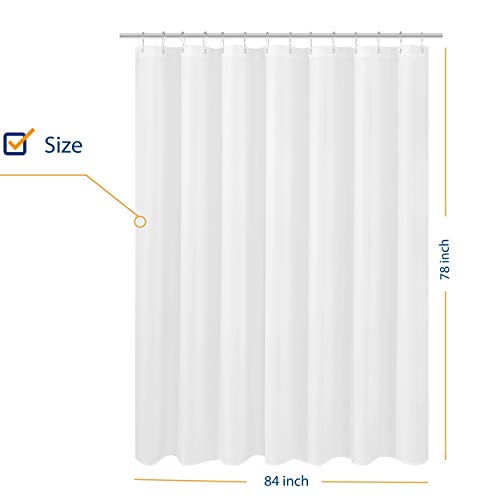 Image of N&Y HOME Large Fabric Shower Curtain Liner 84 x 78 inches, Hotel Quality, Washable, Water Repellent, White Bathroom Curtains with Grommets, 84x78