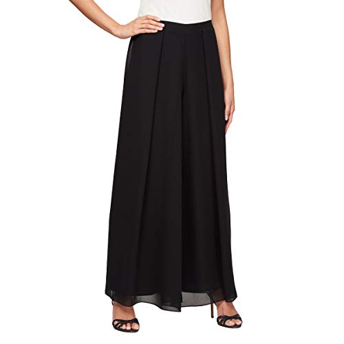 Alex Evenings Women's Wide Leg Dress Pant (Petite Regular Plus Sizes), Black Pleated, M